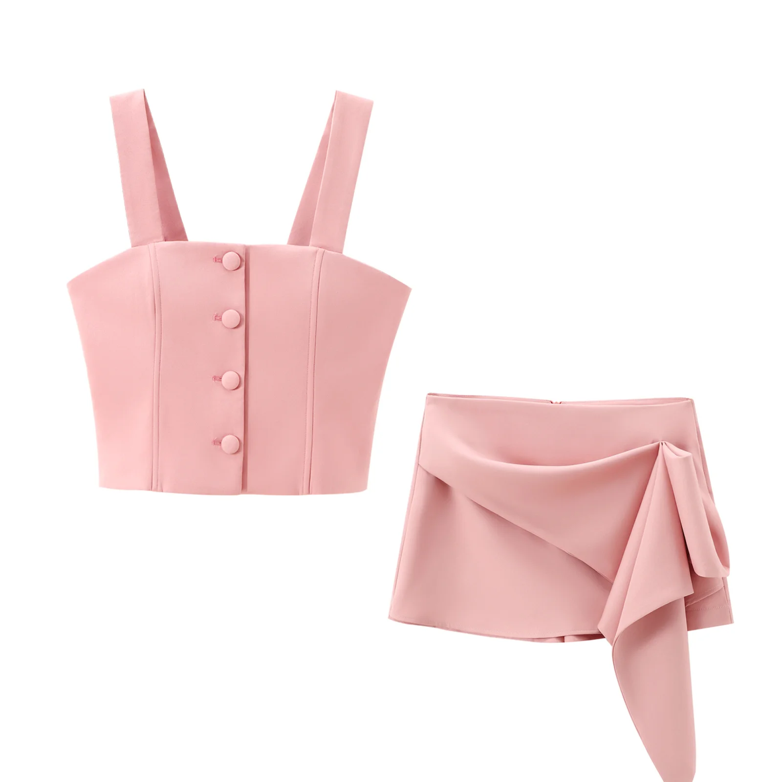 PB&ZA Women 2024 summer New Fashion A short corset Tank Tops Vintage Backless Thin Straps Female Camis Chic Tops
