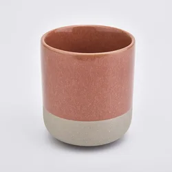 14 oz ceramic candle jars two tones glazed glossy red and matte soil color