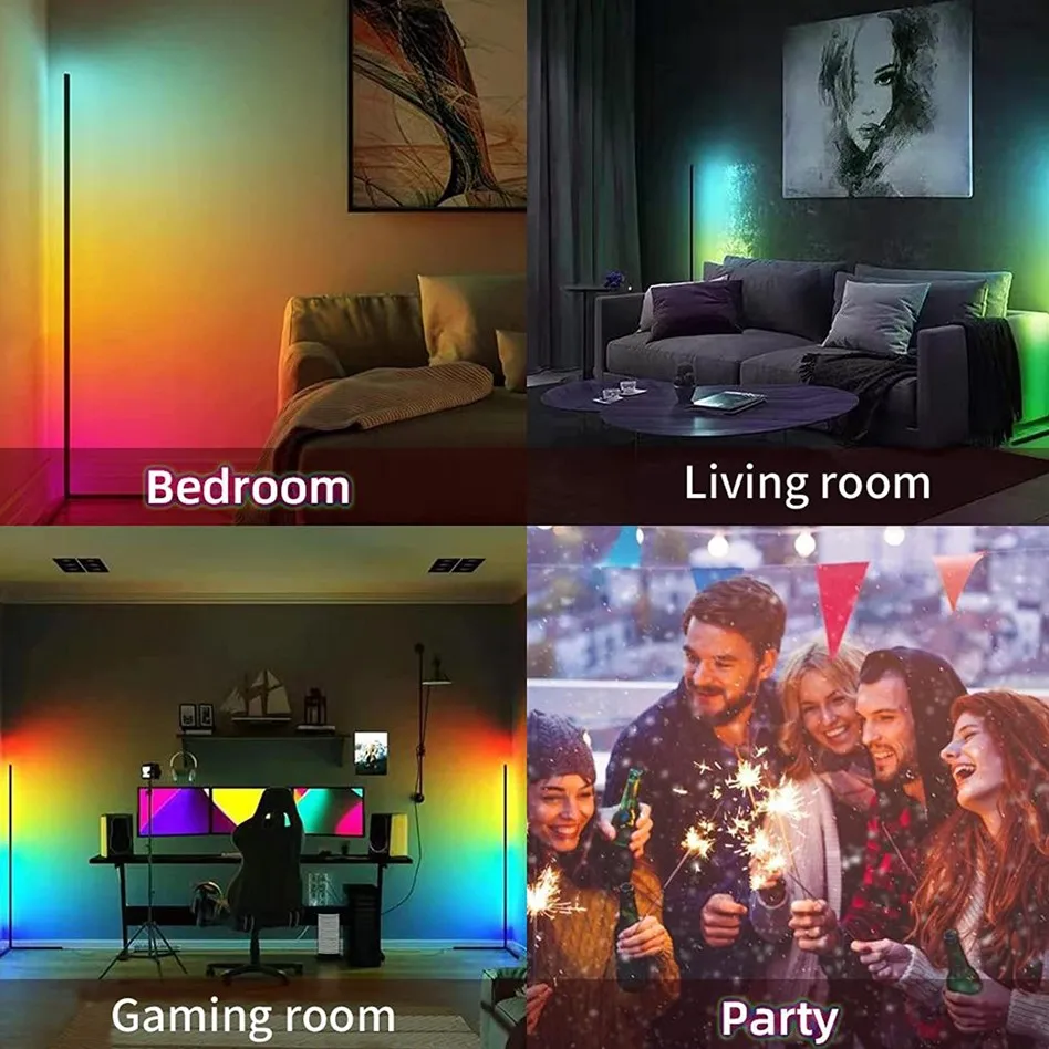 Indoor Home Decor Smart Corner Floor Standing Standard Lamp Lighting Modern Stand Floor Light LED RGB Floor Lamps