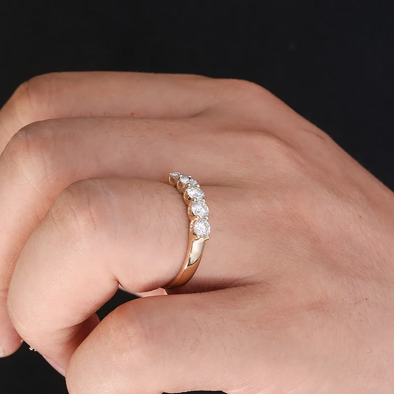 1/4 - 3/4 CT TW сертифицированные лабораторные бриллиантовые 5 каменные кольца для женщин сверкающие 18 карат из чистого золота юбилейные ленты штабелируемые B
