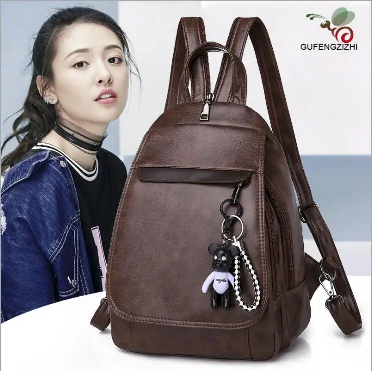 soft leather lady handbag backpack small size girls PU leather daily backpack korean style fashion backpack hot sale