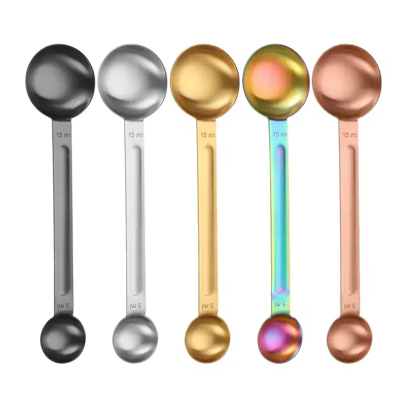 Dual Sided Stainless Steel Measuring Spoon 1 Tbsp 15ml and 5ml Coffee Scoop For Measuring