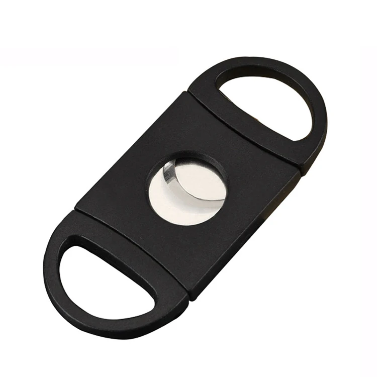Stainless steel cigar knife double finger stretch cigar knife black luxury plastic cigar cutter