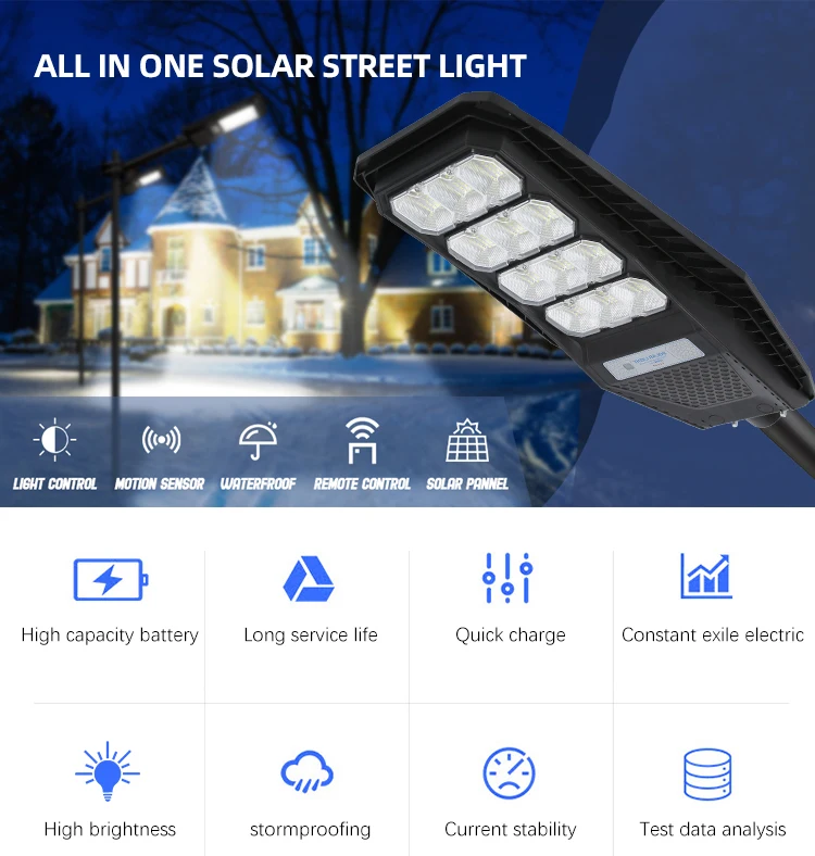 Hot Selling Highway Smd Waterproof IP65 100w 200w 300w Integrated All In One Solar Led Street Light