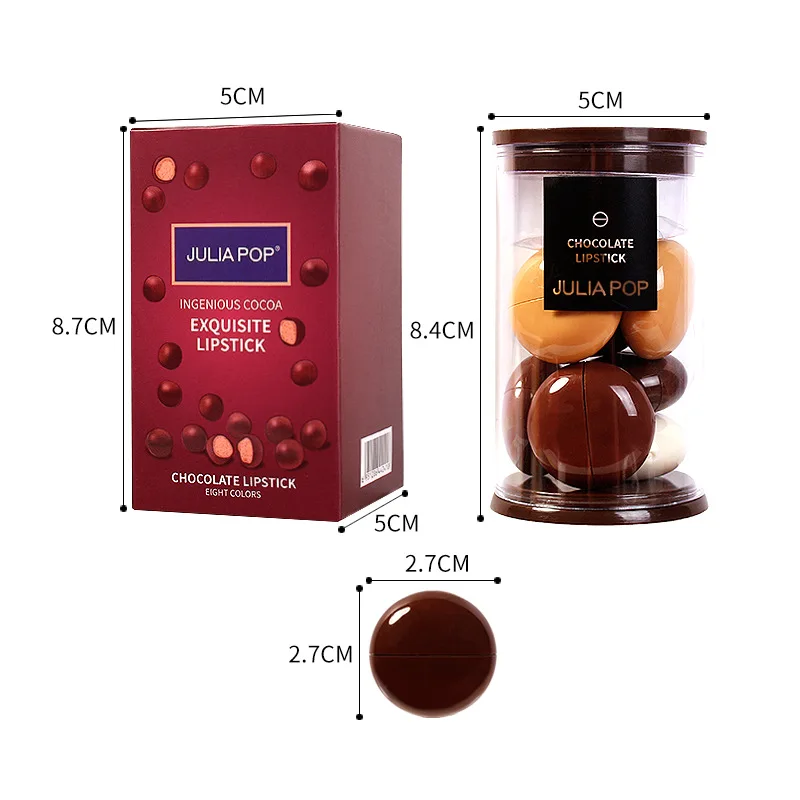 Hot Sale Velvet Matte 8 Colors Lipstick Private Label Chocolate Mini Capsule Lipstick