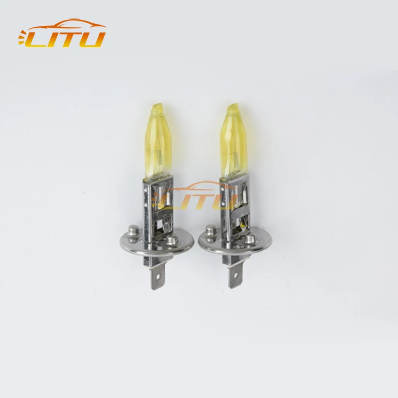 Manufacturer H1 12v 55w 100w yellow fog driving car lamp headlight auto auxiliary halogen light bulb