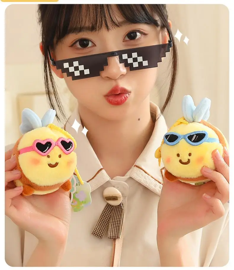 New net red cool bee series plush toy doll to children bag pendant keychain Qixi Festival gift