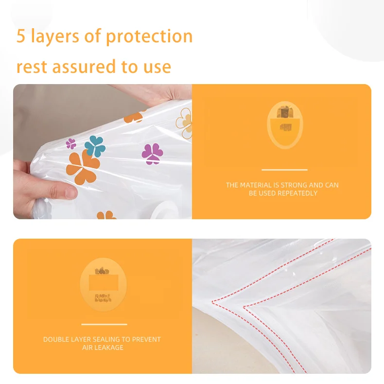 Factory Outlet PET+PE Vacuum Clothes Storage Bag With Hand Pump Space Saver Vacuum Bag For bedsheets and quilt