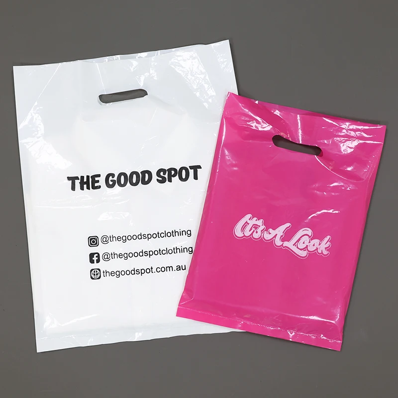 Custom LOGO Printed 100% Biodegradable Hdpe Ldpe Die Cut Handle PE Personalized Plastic Shopping Bags