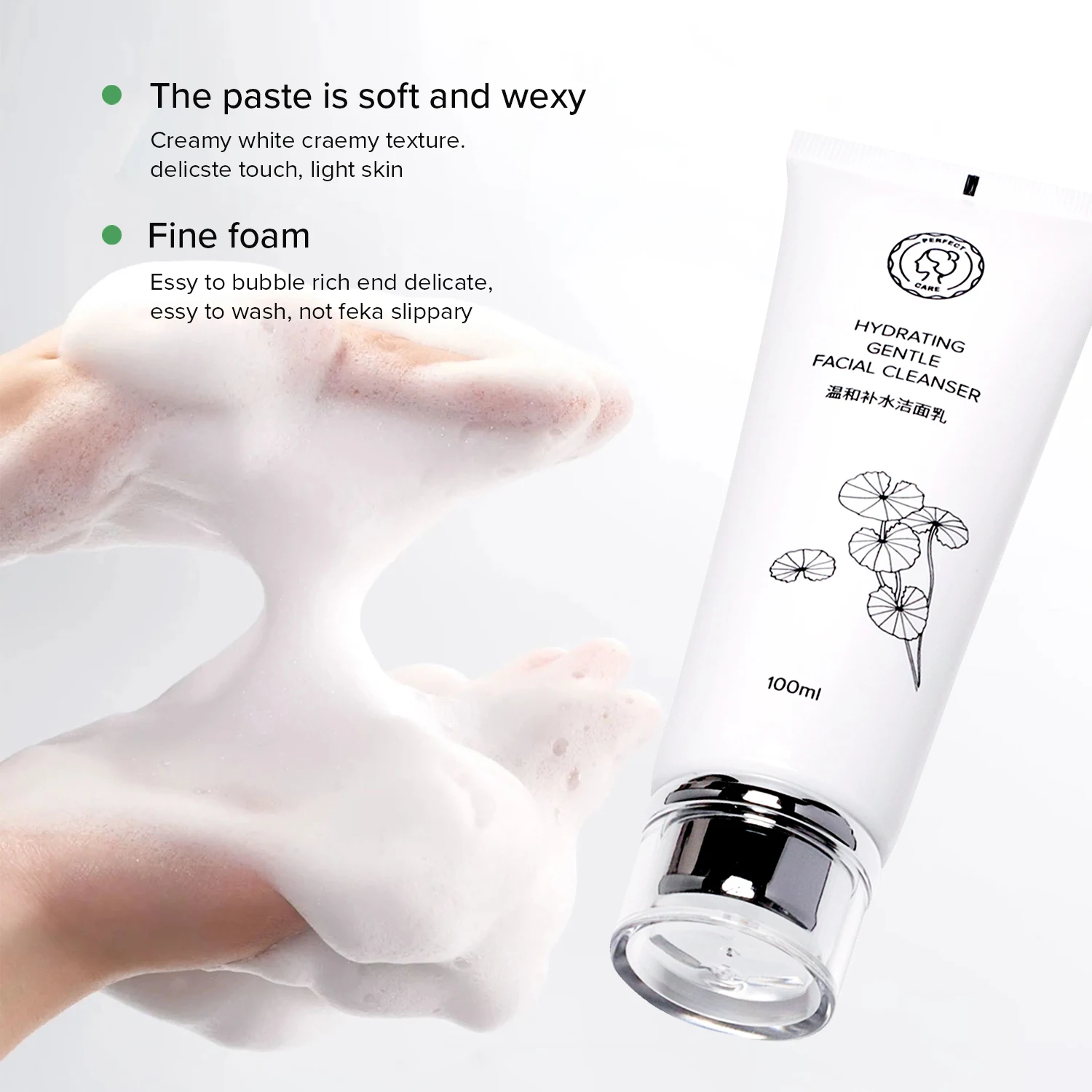 Perfect Care OEM ODM Amino Acid Centella Asiatica Facial Cleanser Deep Cleansing Mud Face Cleanser
