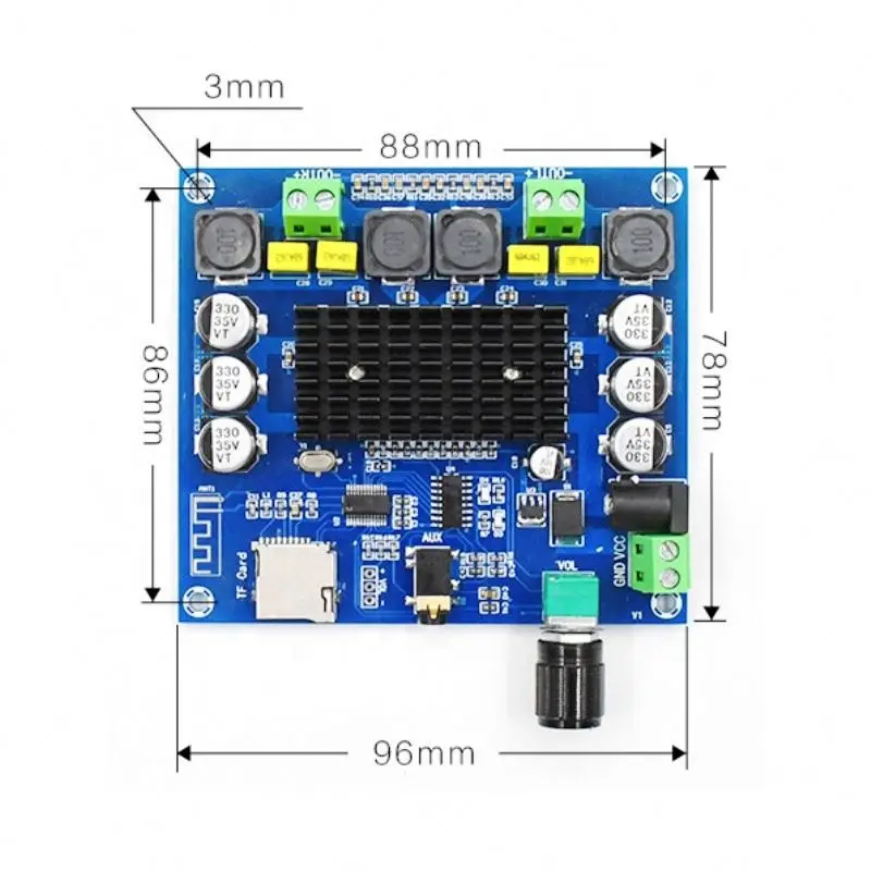 XH-A314 5.0 TPA3116 Digital Power Amplifier Board 2x50W Stereo Audio AMP Module Support TF Card AUX Home Theater