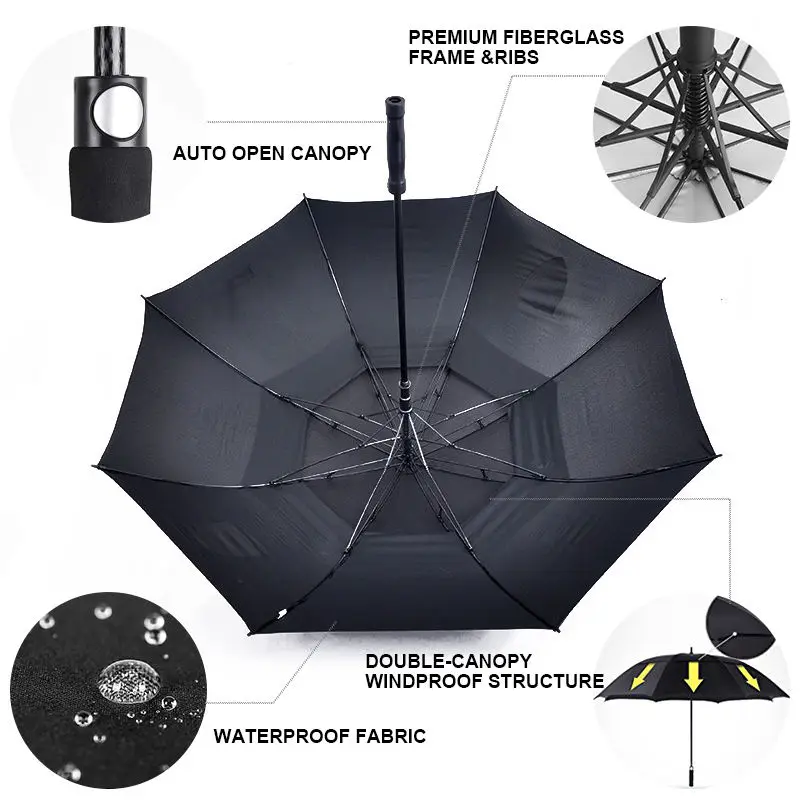 Branded promotional umbrella heated handle hotel umbrella mens with wooden handle waterproof fabric