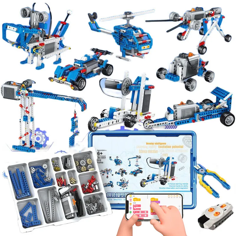DIY 312 PCS Programming toys Building Block toys 9686 Powered Machines Science Teaching Set Gift for Kids