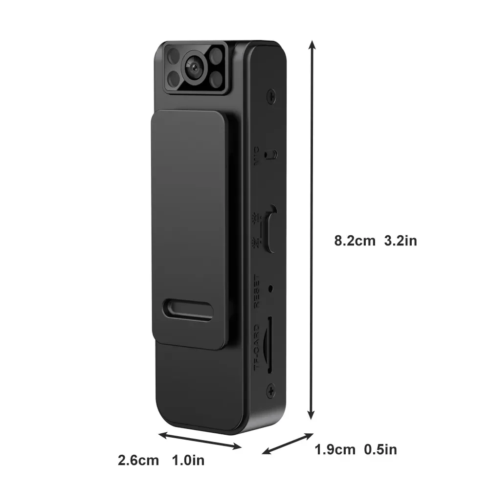 8 Hours Audio Recorder With 180 Degree Rotatable CMOS Lens 1080P Small Portable Body Worn Camera