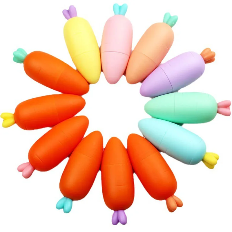 Kawaii cartoon Mini carrot highlighters Cute kids students use stationery marker highlighters