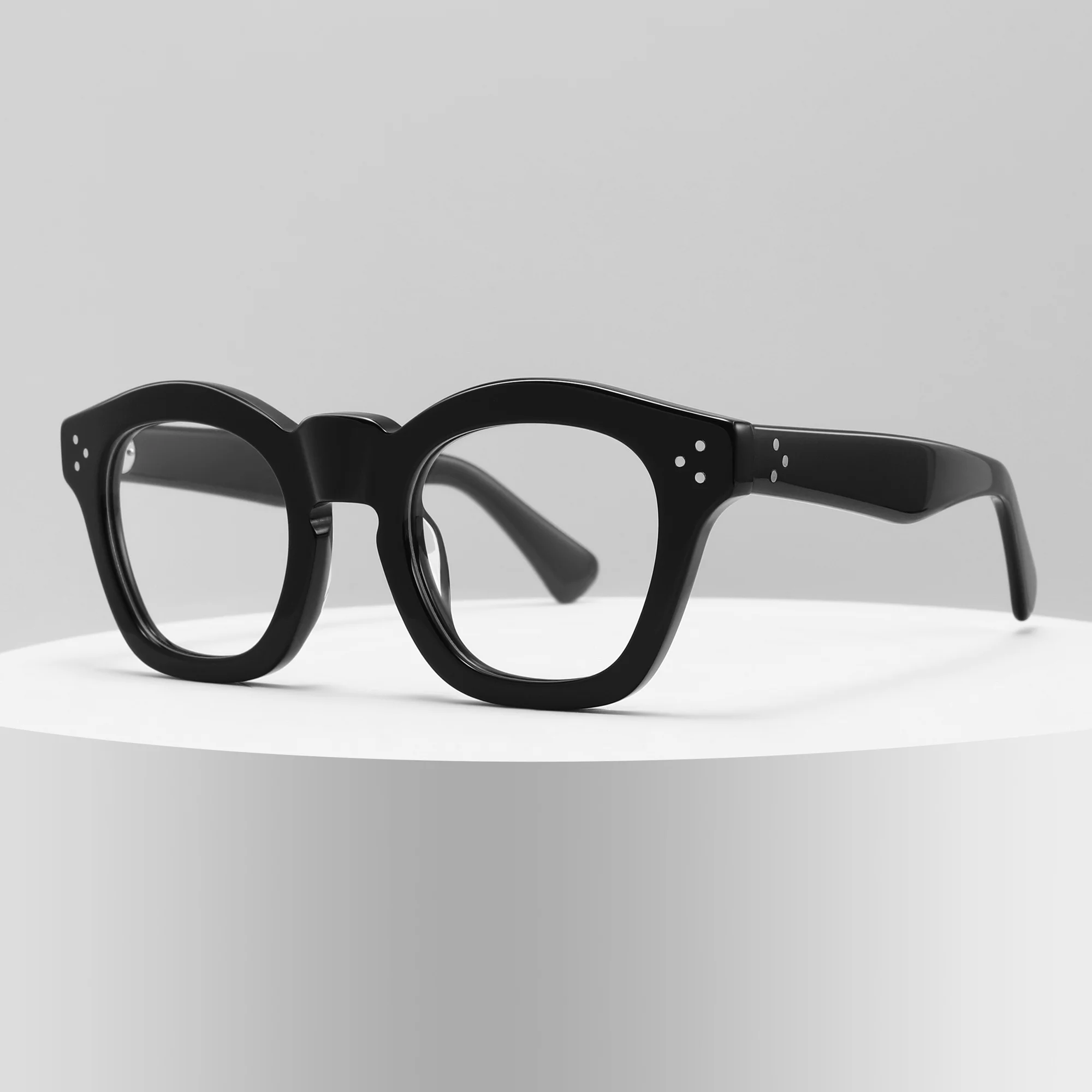 2023 Customized Metal Logo High Quality fashionable Thick Acetate Glasses Round Optical Frame For Mens Women