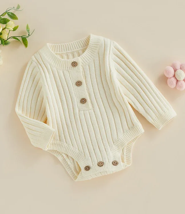 Spring Autumn Custom Newborn Kids Baby Wear Toddler Knitted  Sweaters Jumpsuits Bodysuits Rompers