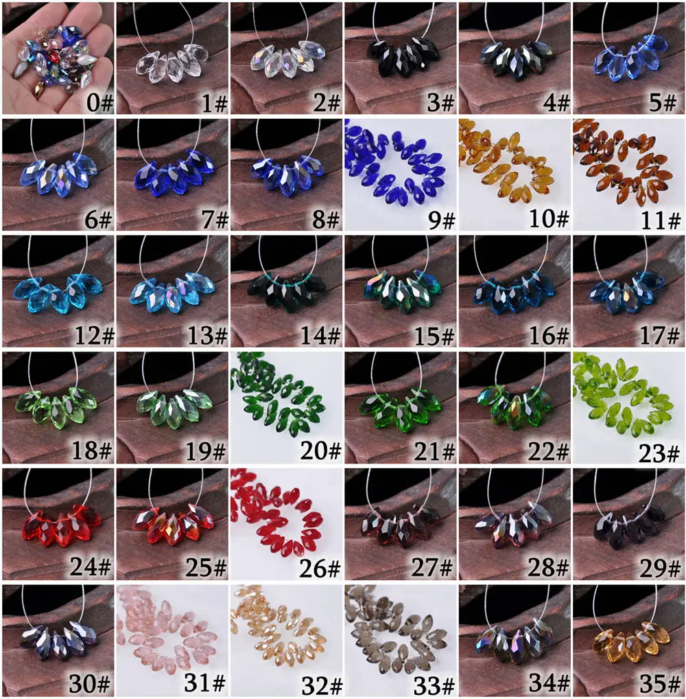 AB/Pure Colors & Plated Teardrop Faceted Crystal Glass 6mm 8mm 10mm Top Drilled Pendant Drops Loose Beads For Jewelry Making DIY