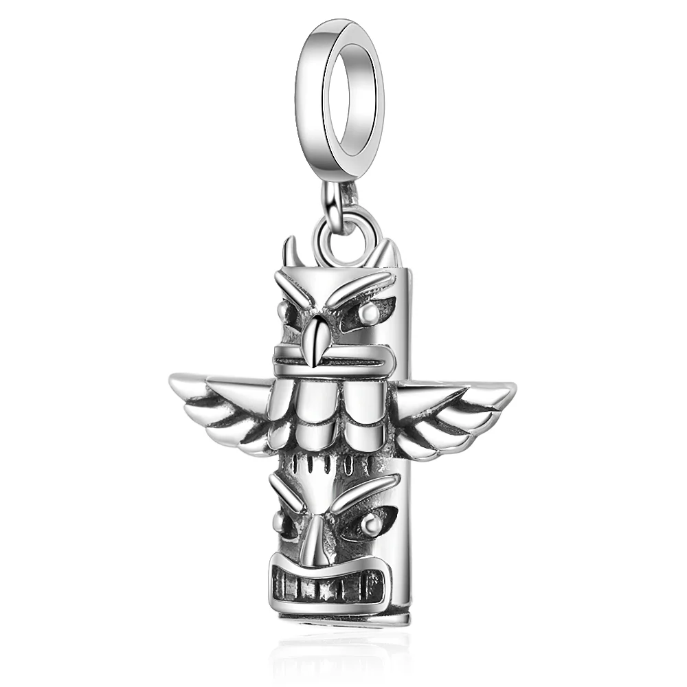 Оптовая продажа, Стерлинговое Серебро 925 пробы, шест в форме племени тотема, древний стиль, чтобы защитить злых духов и принести удачу, бусины