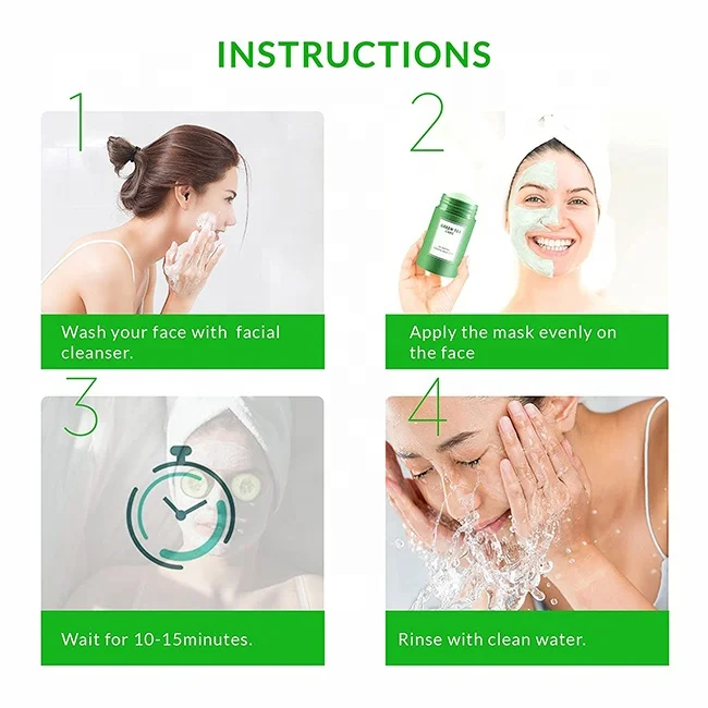 Wholesales Private Label Organic Green Tea Clay Mask Stick Moisturizing Acne Removal mask stick green