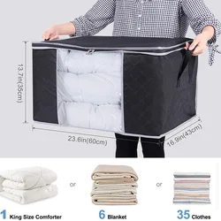 180g 3 Tiers Grey Breathable Wardrobe Organizer Bag With Handle Clear Window Non-woven Clothes Storage Bags