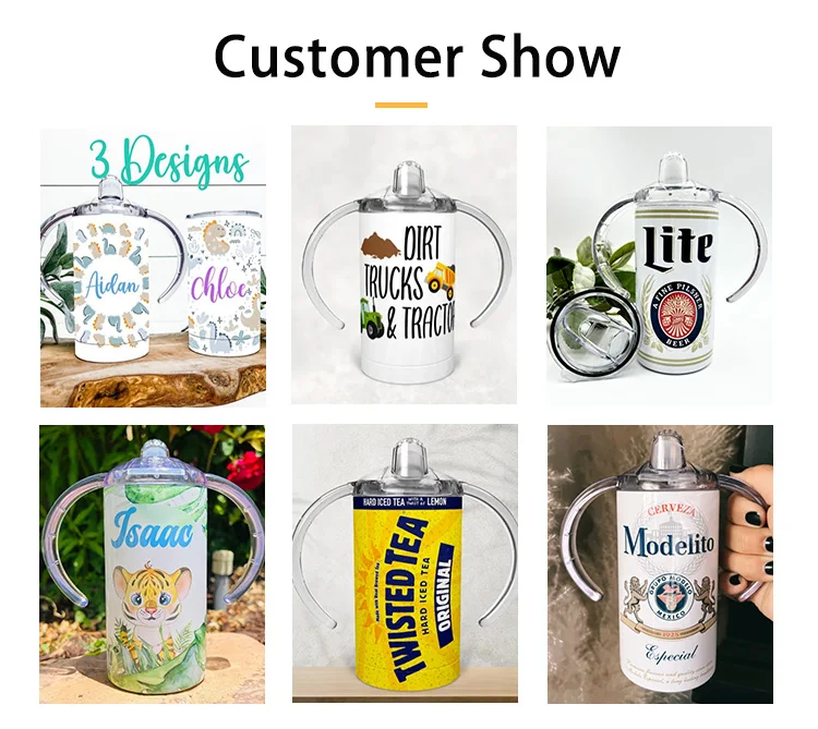 USA Warehouse Stainless Steel Straight Blanks Sublimation Seamless Sippy Cup 12oz Sippy Cup Sublimation Tumblers with 2 Lids