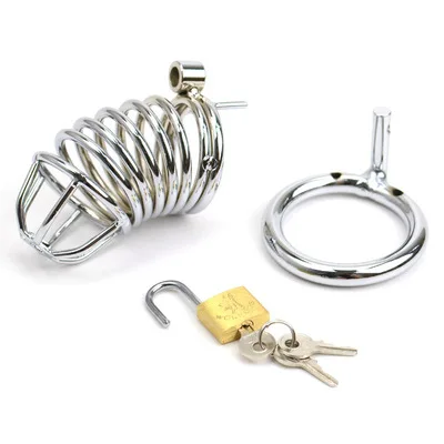 
Men Sex Toys Penis Cage Lock Cock Ring Stainless Steel Lockable Device Chastity Cage for Men Sex Tools Wholesale 