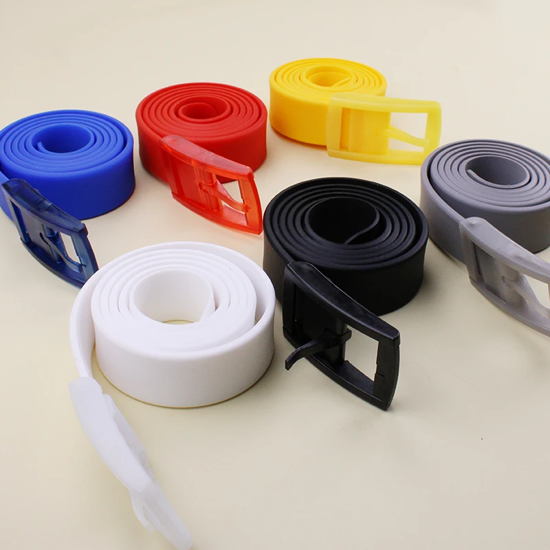 Wholesale custom various types colorful or clear silicone rubber plastic belt diving golf outdoor sports belt