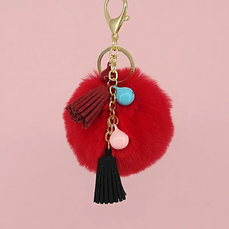 Cute Creative Keyrings Puff Charm Round Ball Fur KeyChains PomPom KeyChain Kawaii Key Chains Custom Puff Keychain for Decoration