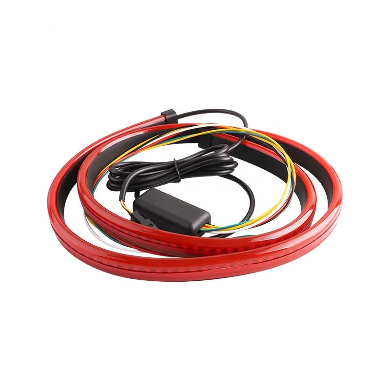1M High Mount Rear Tail Brake Led Warning Strip Light Car Strobe Flashing Stop Lamp 12V Flexible Led Flow Red Color Running