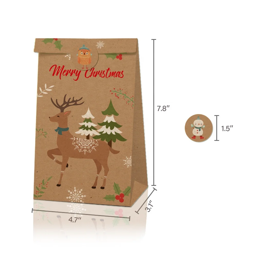 Party Christmas Kraft Paper Bag Stickers Envelope Mouth Stickers Gift Bag Stickers