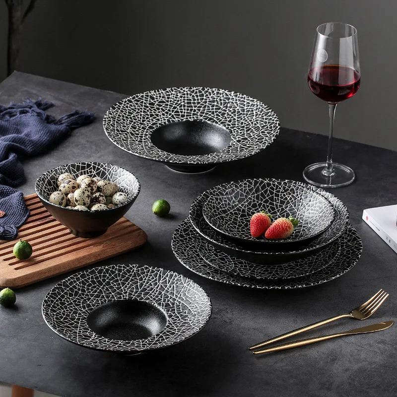 Japanese creative tableware home breakfast plate restaurant place snack plate bamboo hat noodle bowl deep dish flat plate