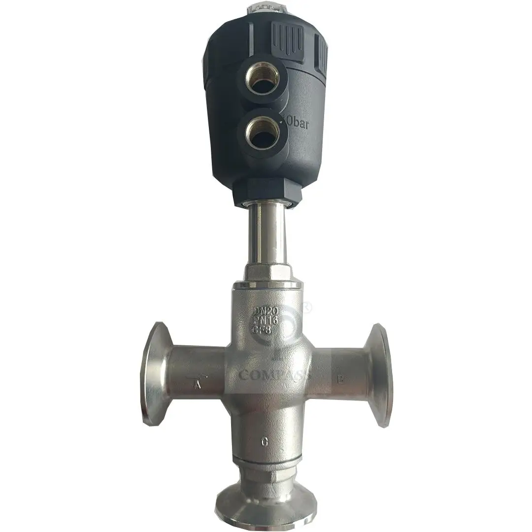 Stainless Steel SS304 Pneumatic Angle Valve Sanitary Ferrule DN25 Angle Seat Valve With Plastic Head