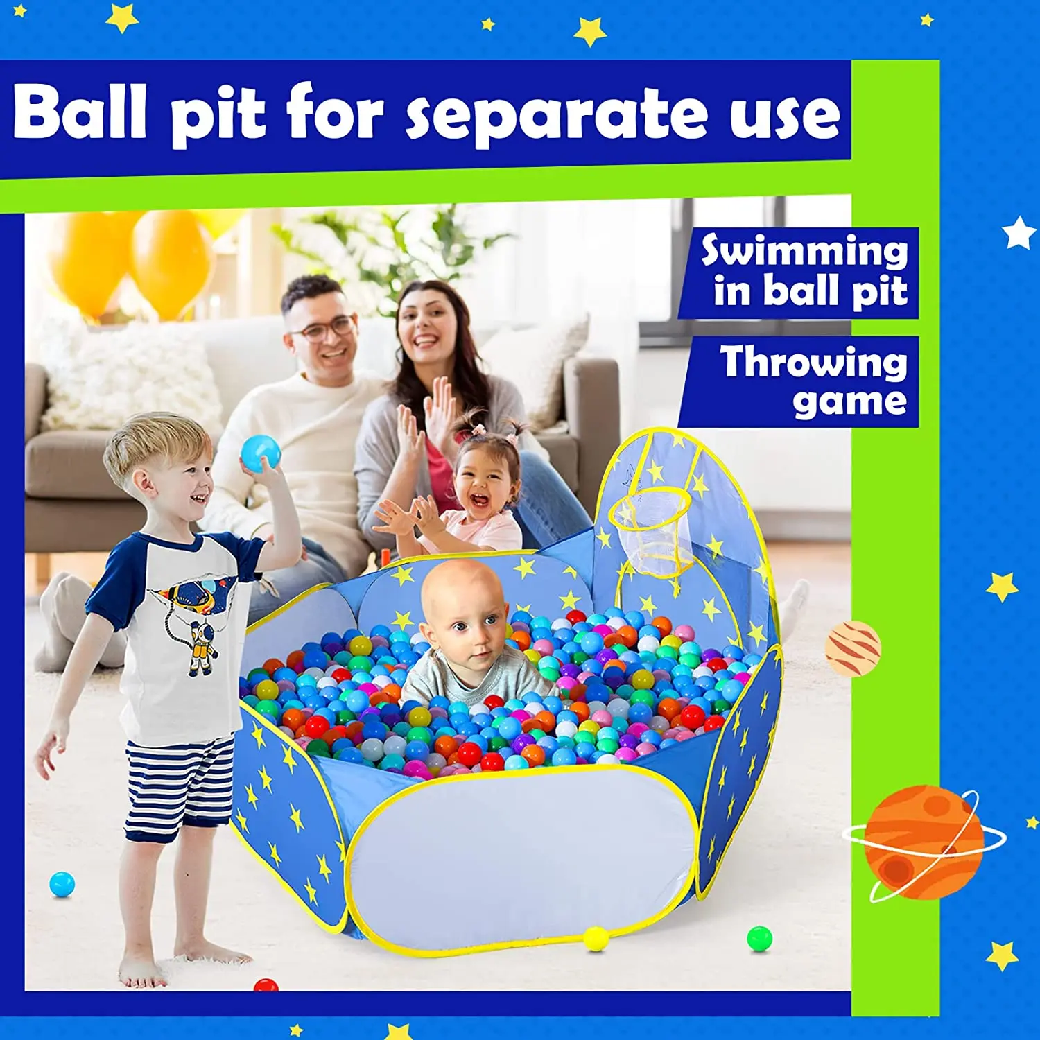 Boys with Ball Pit Crawl Tunnel Princess Tents for Toddlers Baby Space World Playhouse Toys Kids Play Tent