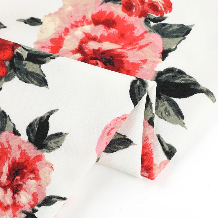 
Модный Элегантный цветочный принт для женщин, вязаный материал, оптовая продажа, ткань из спандекса 