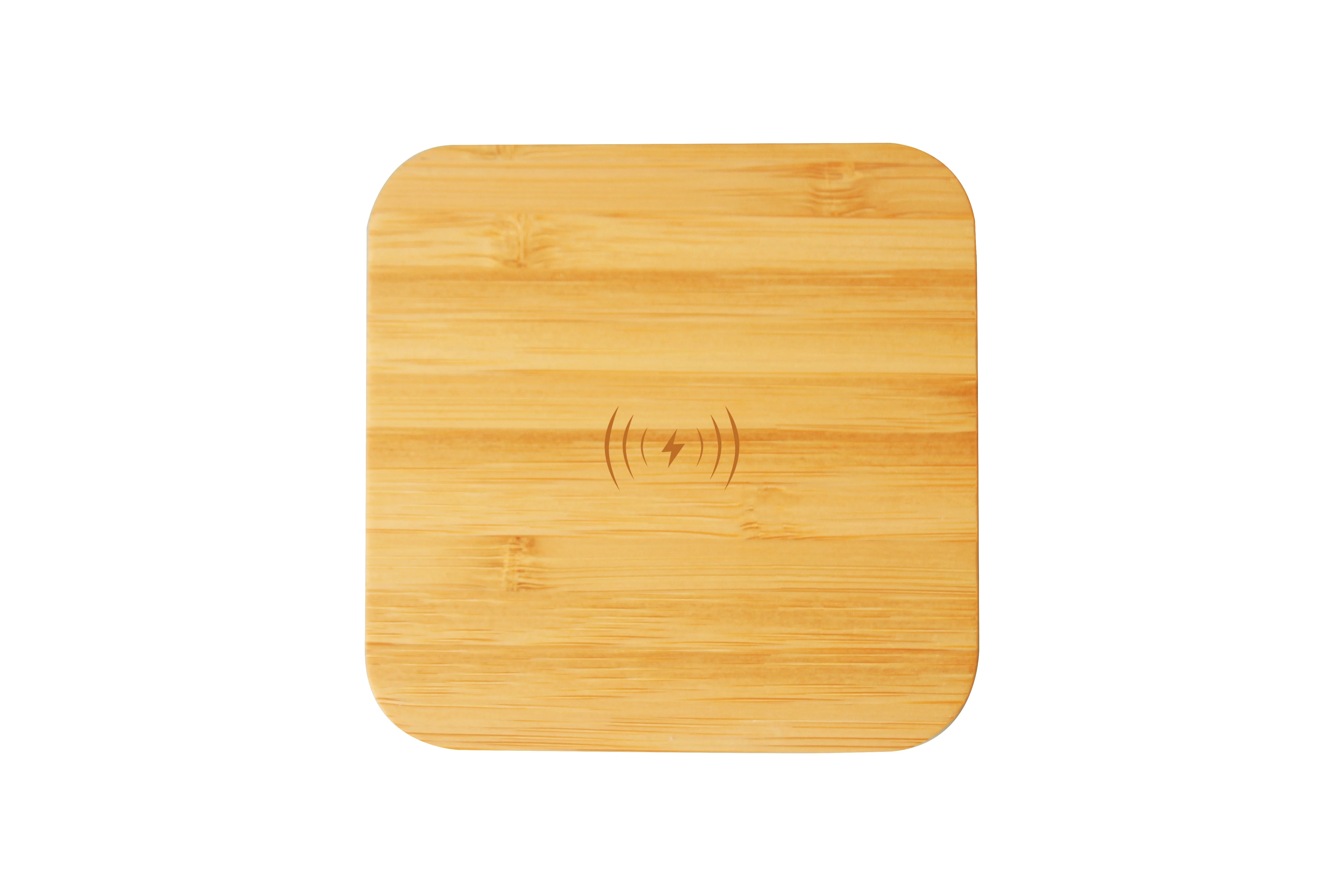 Customized Logo Portable QI Compatible 5W Fast Charge Bamboo Wooden Wireless Phone Charger Pad bamboo fiber charger