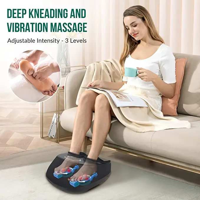 Mini New 2022 Electric Deep Kneading Air Compression Heat Therapy And Rolling Battery Operated Vital Care Air Bag Foot Massager