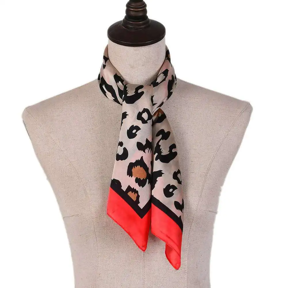Leopard print small square Multi-usage neck scarf for women women handbag decoration towel