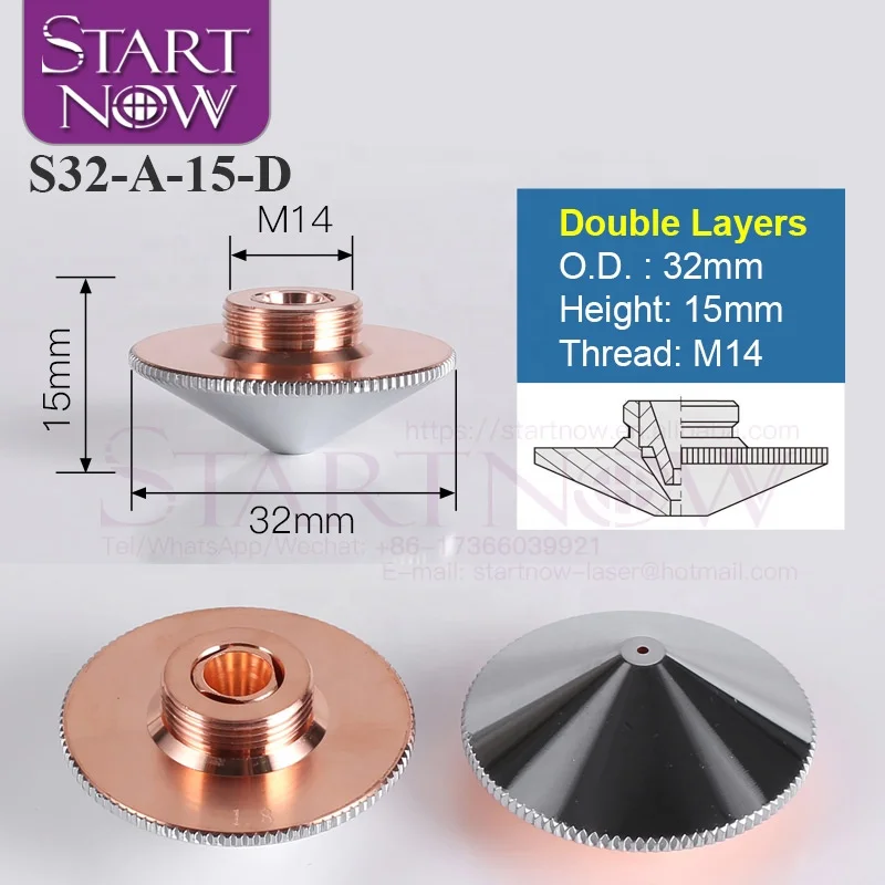 Startnow S32-A Laser Nozzles for Empower Raytools BT240 Fiber Cutting Machine Head OEM Double Layer 1.0 1.2 1.5 1.8 Laser Nozzle