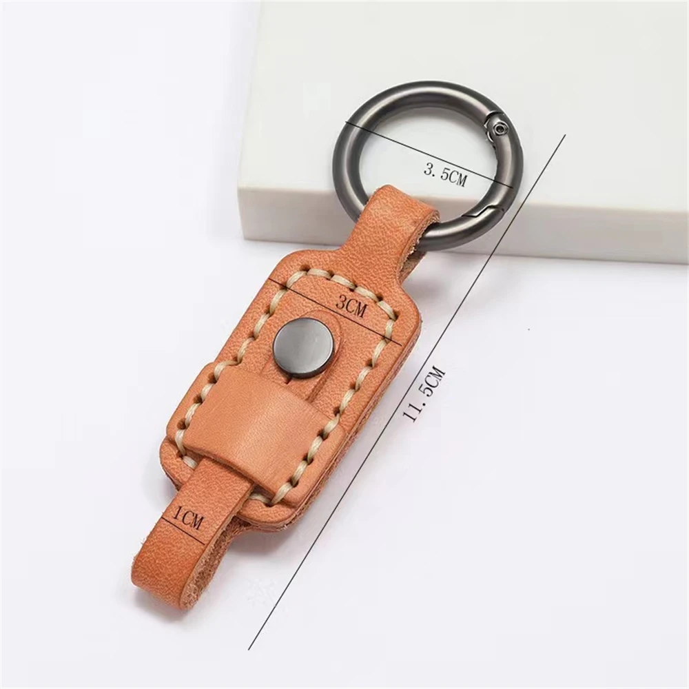 Retro Handmade Cowhide Key Chain Waistband Gift First Layer Cowhide Leather Car Key Accessories Leather Keychain Wristlet