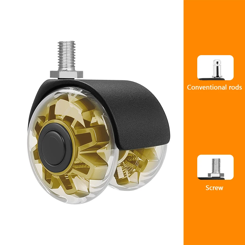 Universal 2 Inch 50mm PU Furniture Caster 360 Degree Custom Wheel Office Chair Caster Wheel with Ball Bearings Screw Stem