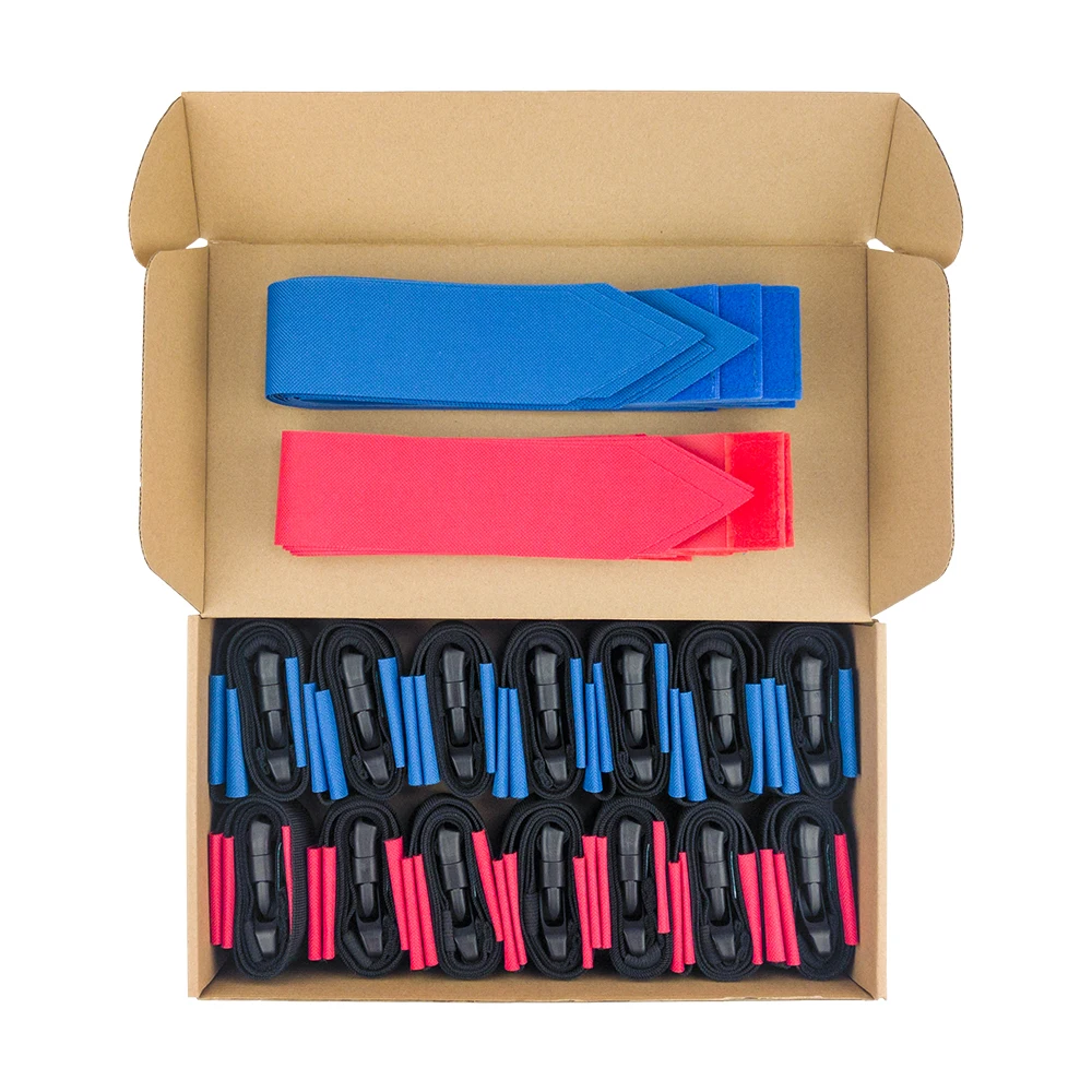 Adjustable Hook and Loop Flag Football Belts Set - Pack of 14 with 3 Flags Per Belt for Safe Non-Contact Gameplays