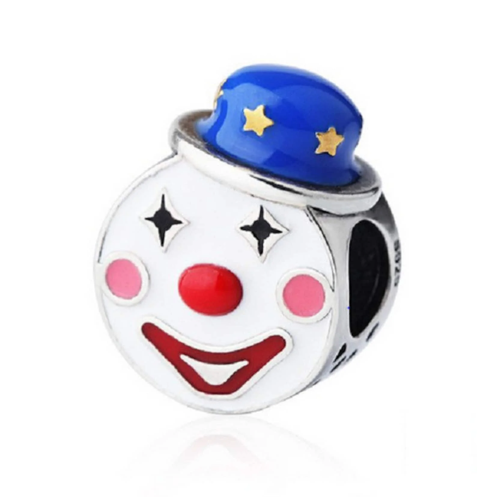 Fit European Bracelet 925 Sterling Silver Rhodium Plated Cute Clown Enamel Charm Bead For Jewelry Making