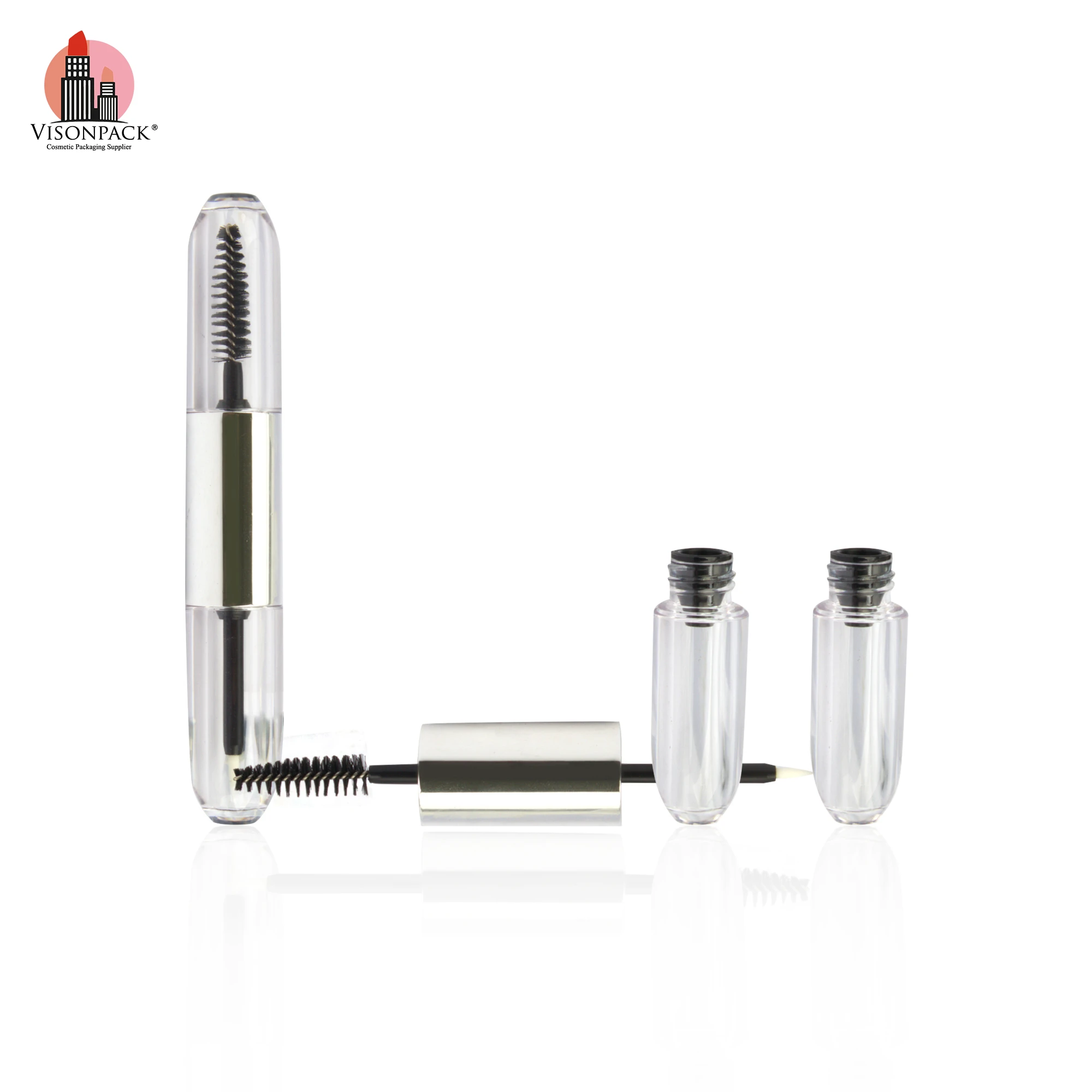 Oval Shape Empty 2 in 1 Eyeliner Mascara Tubes Double Sided Mascara Bottle Eyeliner Container Custom Logo