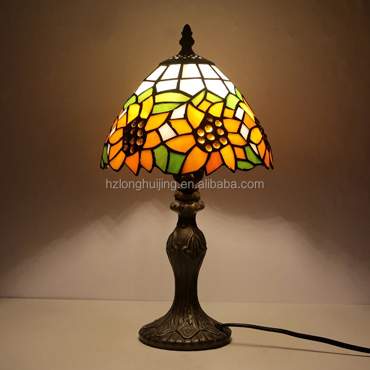 LongHuiJing Tiffany Stained Glass table lamp Bar Restaurant Crystal desk Lamps Mediterranean Blue Dragonfly Light