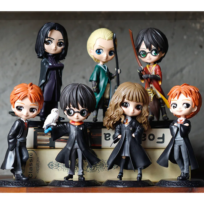 Q posket Magic Potter Movie Toys  Wizard  Weasley & Hermione Ron  Harry action figures  anime doll toy for kid gift and cake  to
