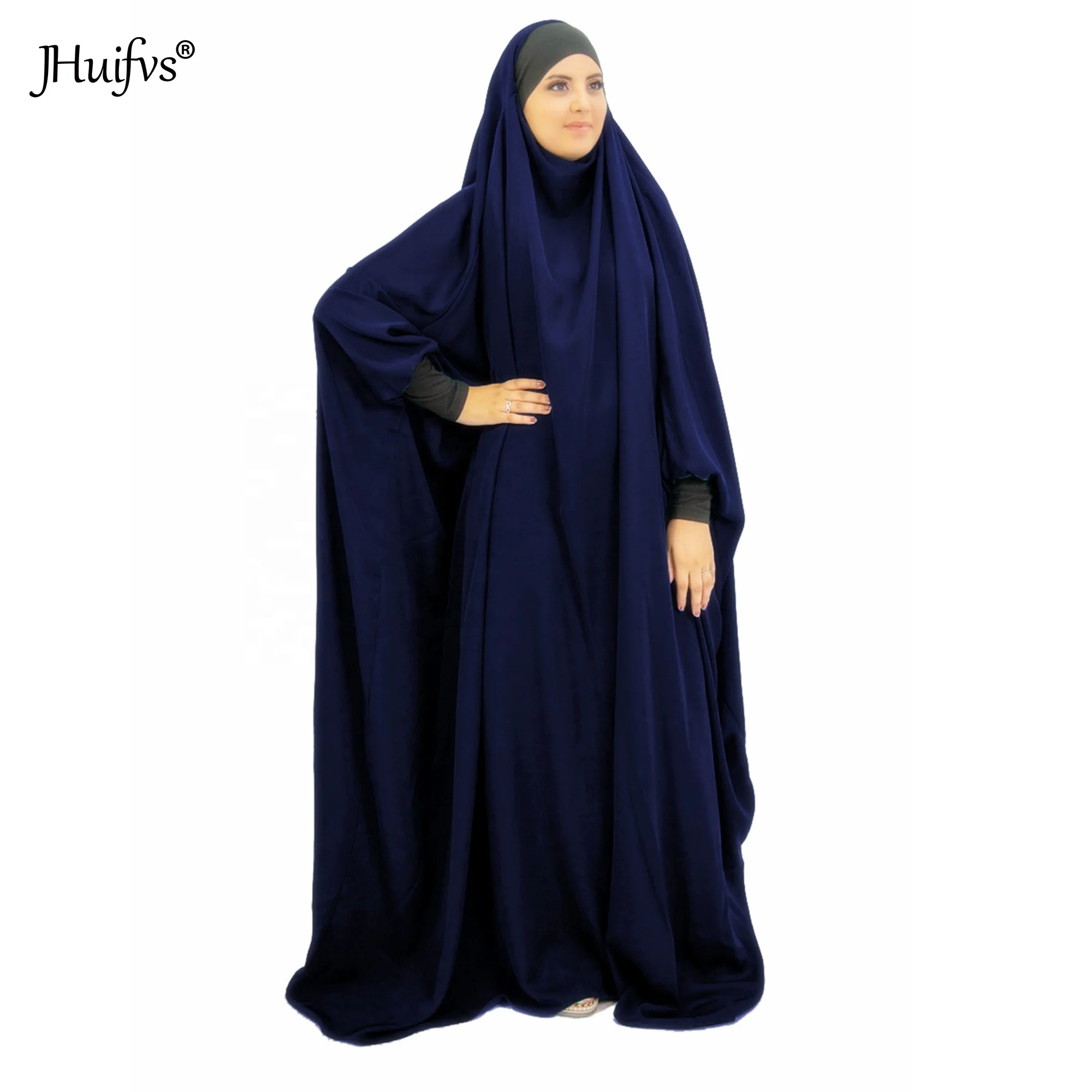 Hot Sale Plain Solid One Piece Jilbab Saudi Khimar Abaya Prayer Dress Overhead Kaftan Women Muslim Hijab Islamic Robe