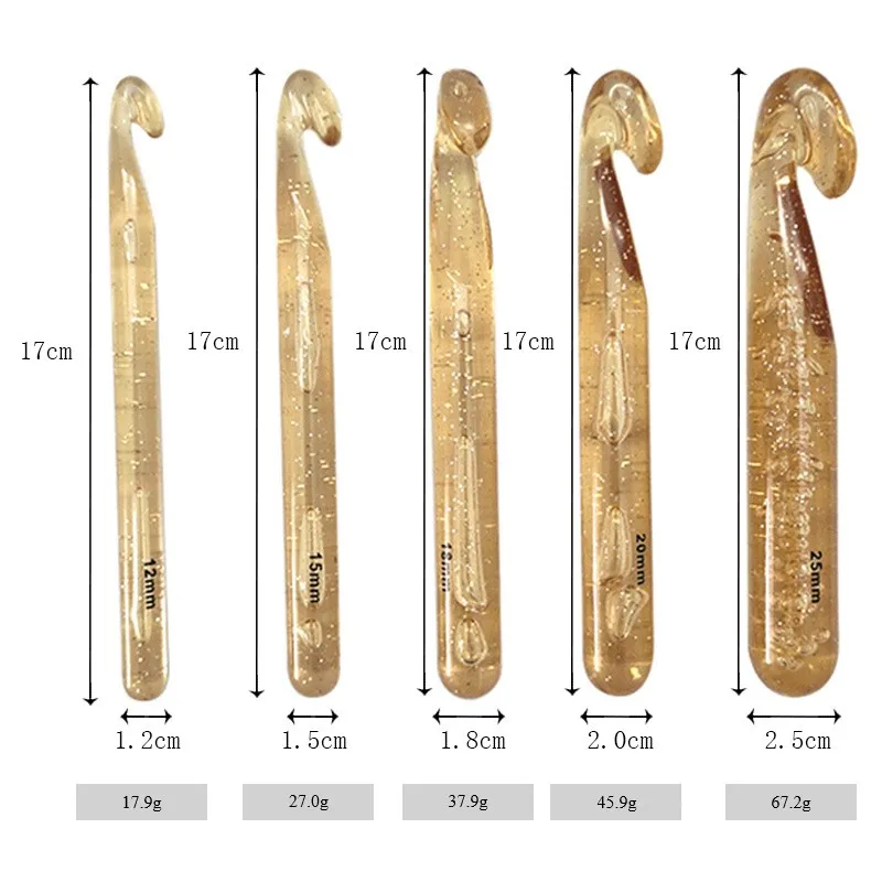 5 sizes Transparent ABS DIY Handle Knitting Needle Crochet Hook Set