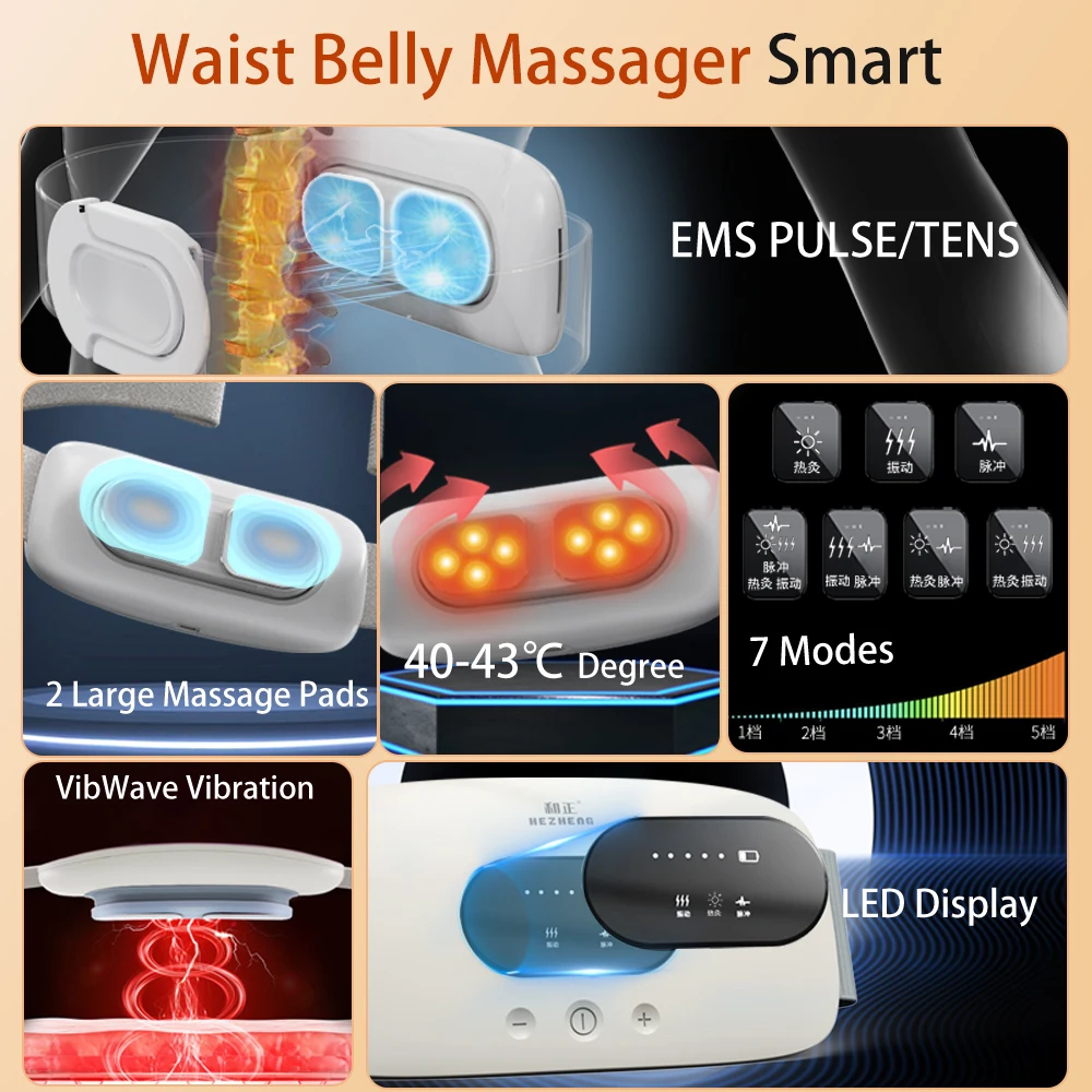 Trending Hot Products Heating Waist Massager Vibration Slimming Belt Air Pressure Belly Abdomen Relax Therapy Machine for Women