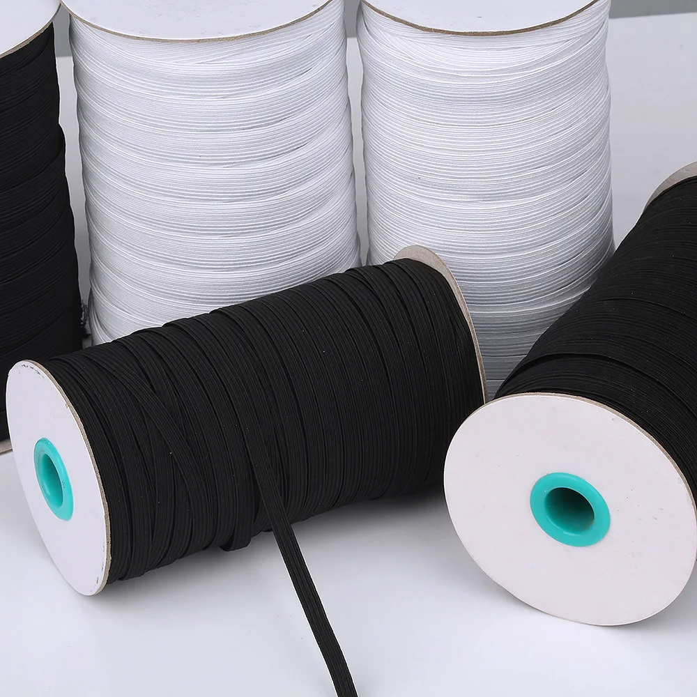 Factory Wholesale 6mm Colored Elastic Webbing Braided Elastic band Garment Accessories Elastic 144yard per roll
